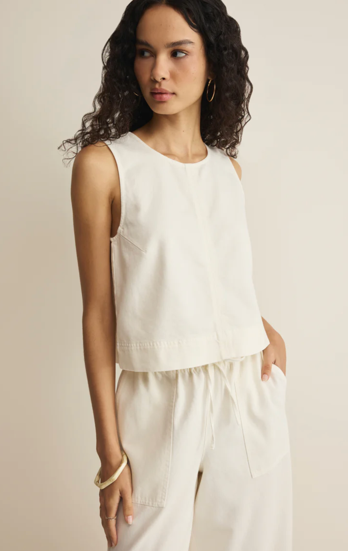 SUN SEEKER TWILL CROPPED TANK