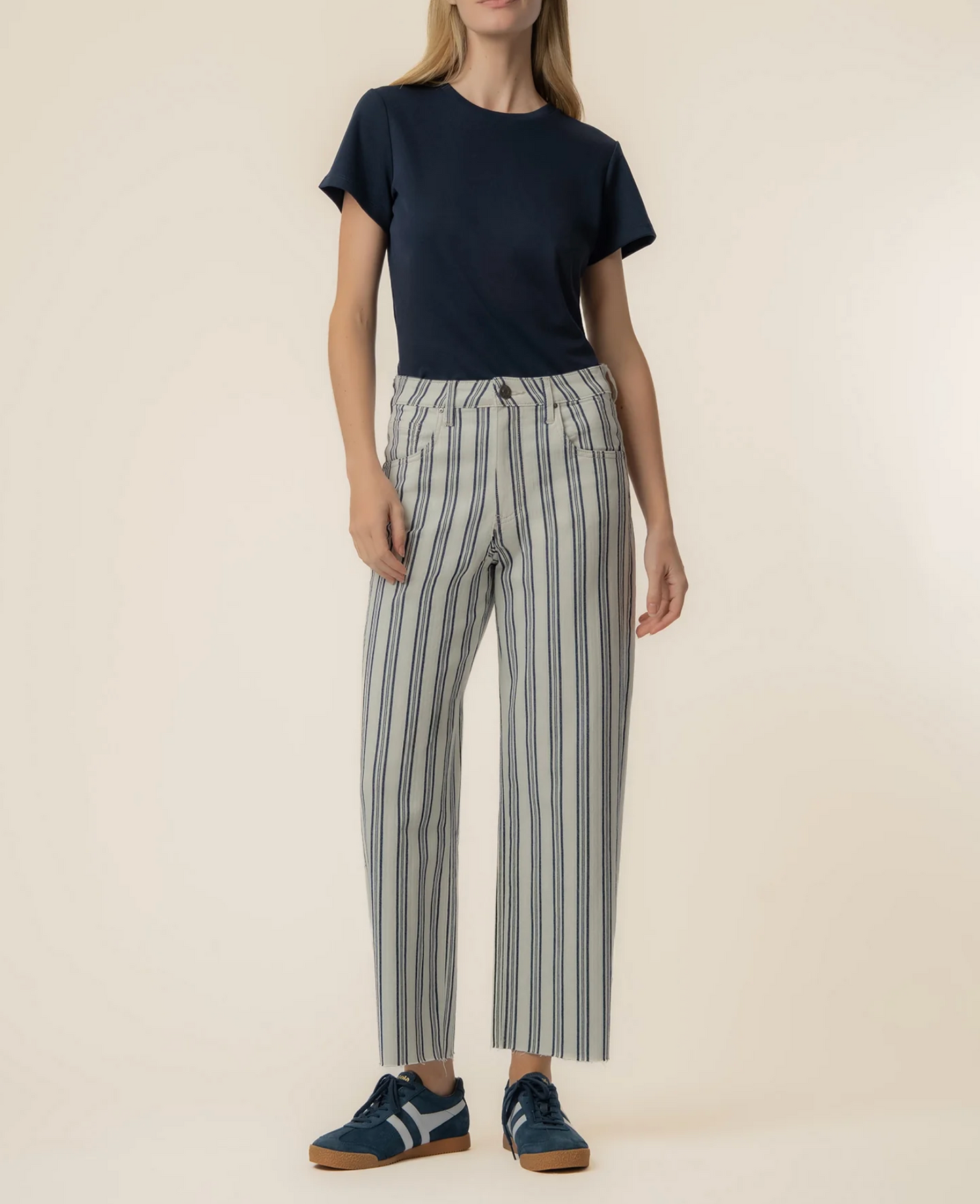 GWEN STRIPE TWILL HIGH RISE WIDE LEG