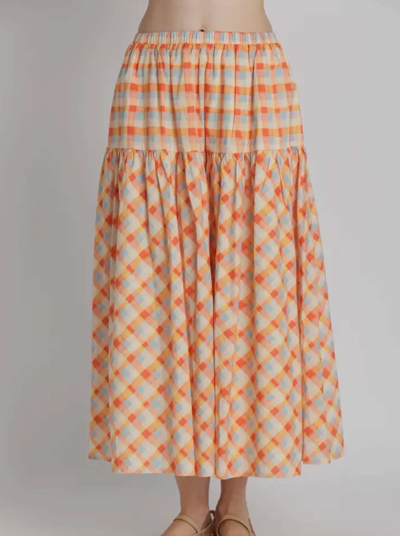 PLAID MIDI SKIRT
