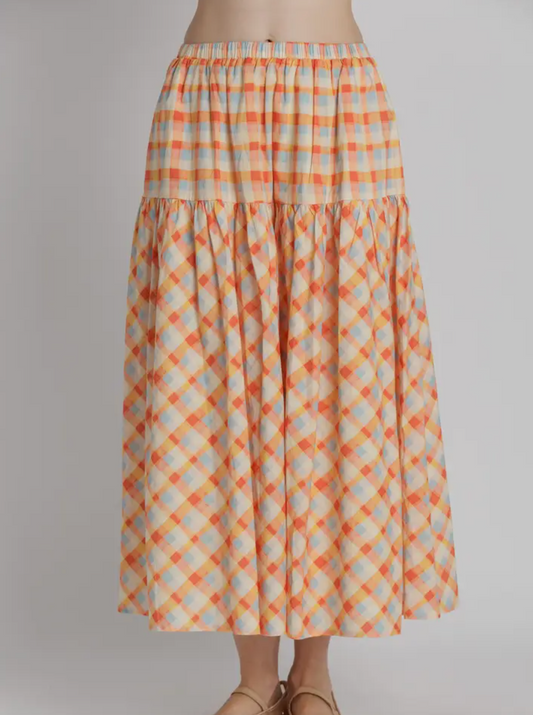 PLAID MIDI SKIRT
