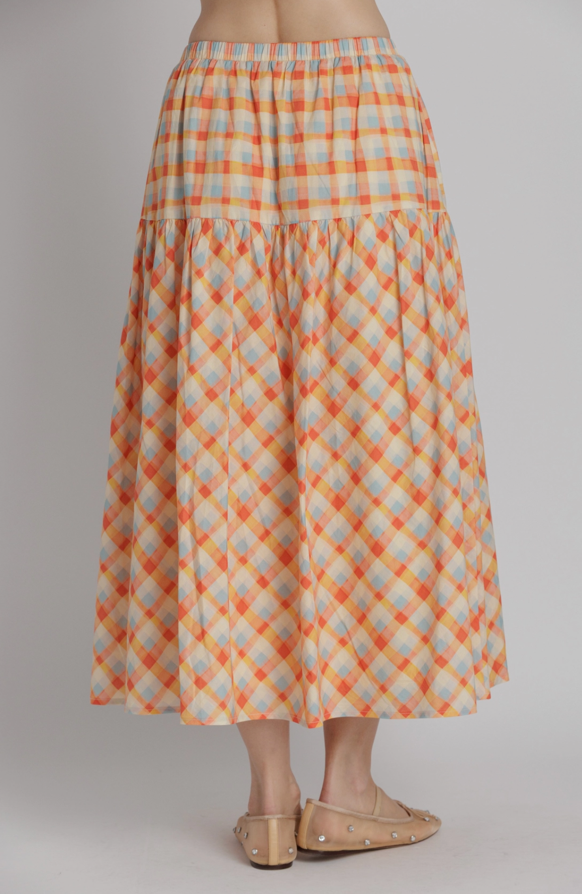 PLAID MIDI SKIRT