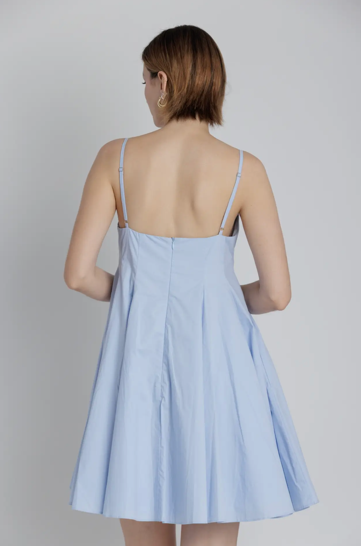 PLEATED POPLIN MINI DRESS
