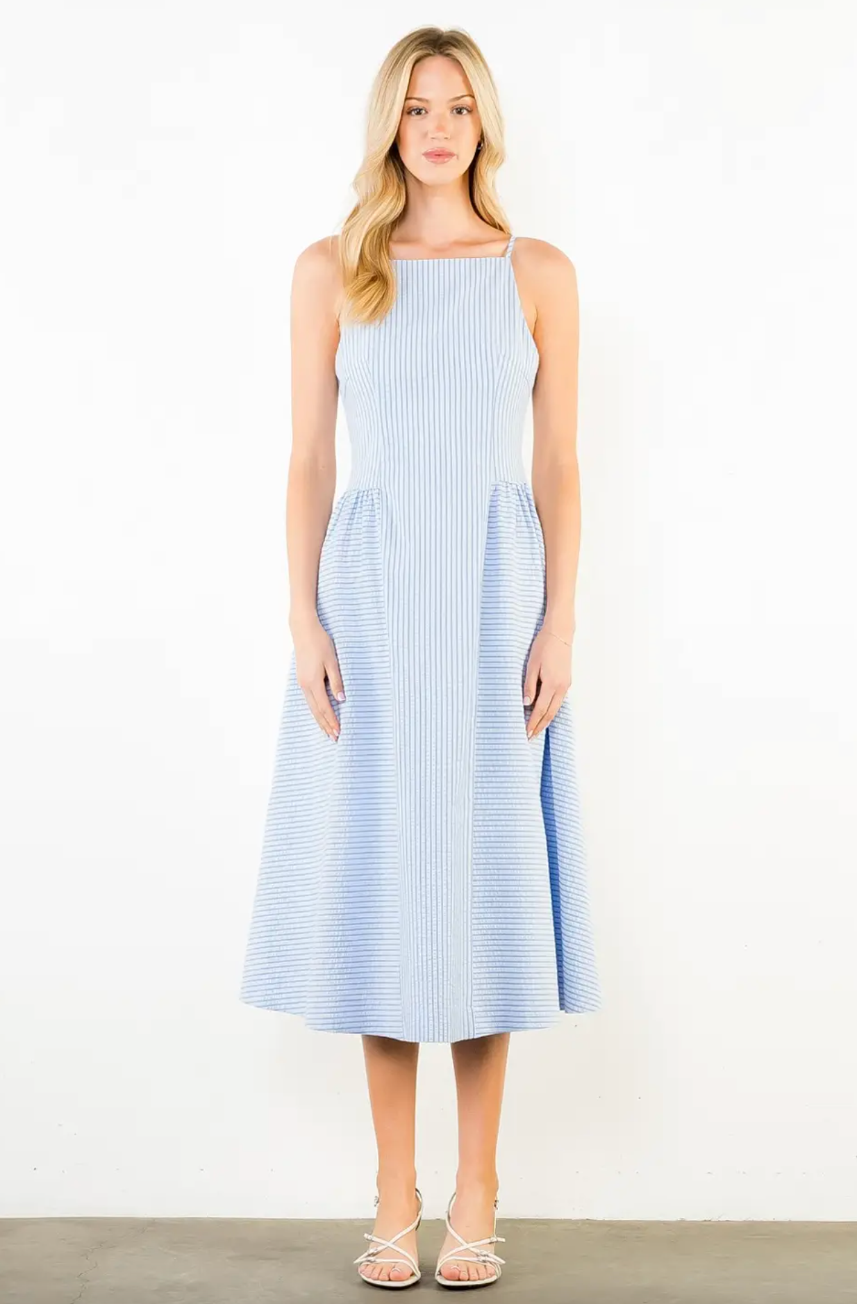 THIN STRAP STRIPE DRESS