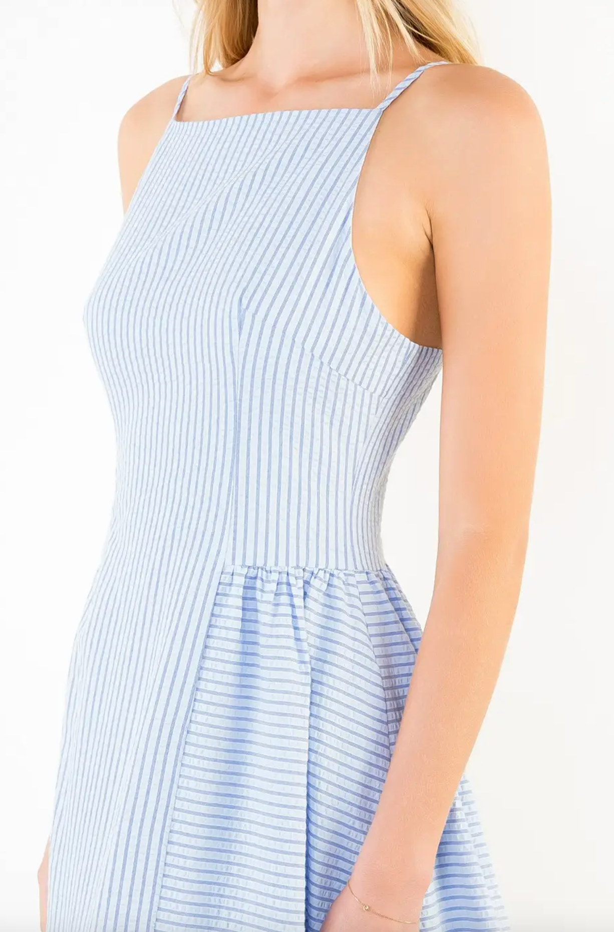 THIN STRAP STRIPE DRESS