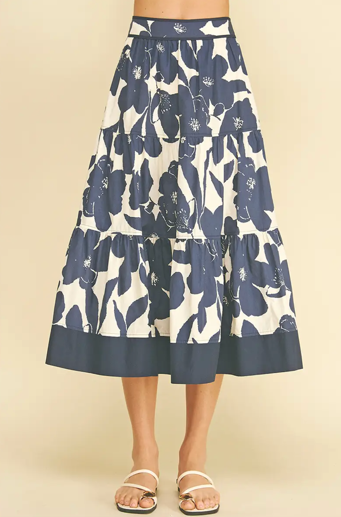 FLORAL TIERED MIDI SKIRT
