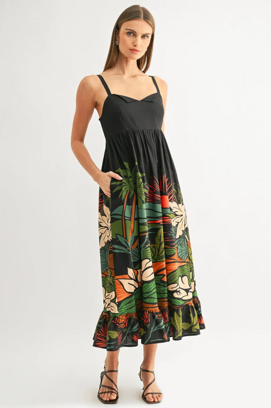 LEAH RUFFLED BABYDOLL MAXI DRESS