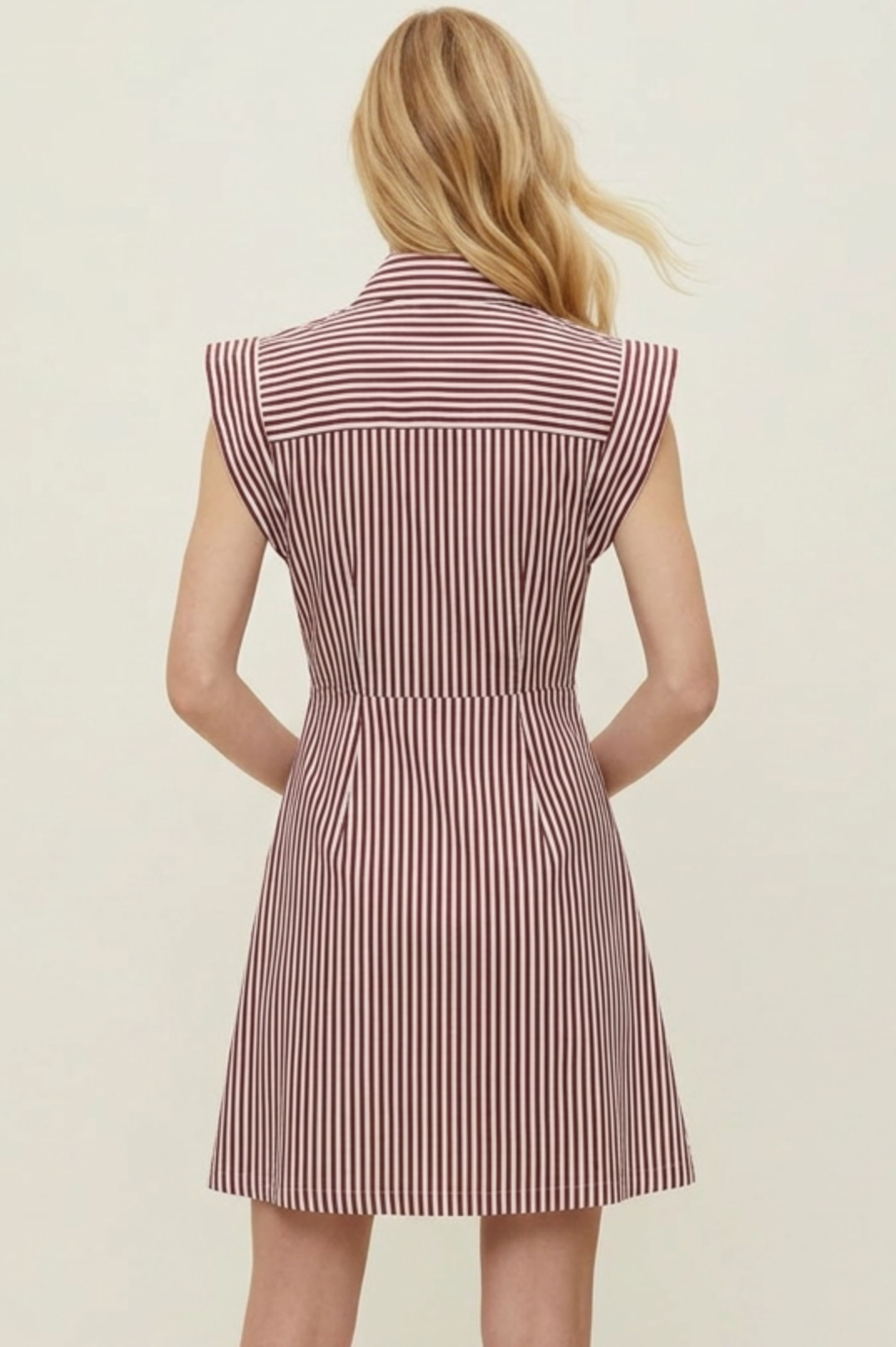 STRIPE CAP SLEEVE BUTTON DOWN MINI DRESS