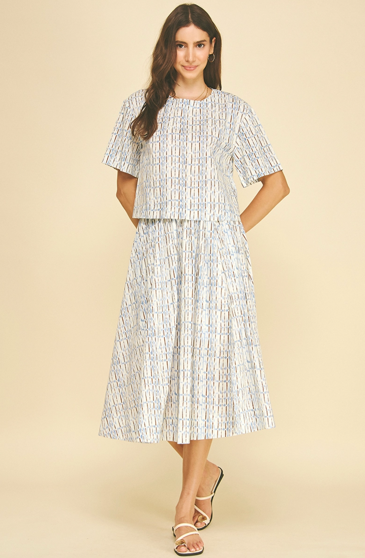 GEOMETRIC PRINT SHORT SLEEVE BLOUSE