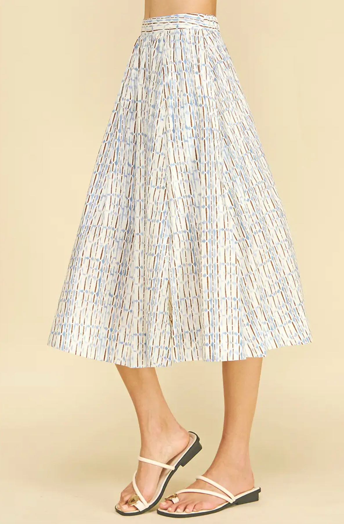 GEOMETRIC PRINT A-LINE MIDI SKIRT