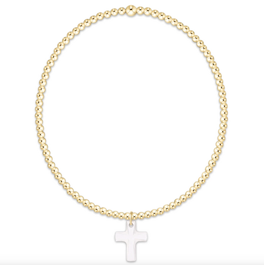 CLASSIC GOLD 2MM BRACELET - BLESSED CRYSTAL CHARM