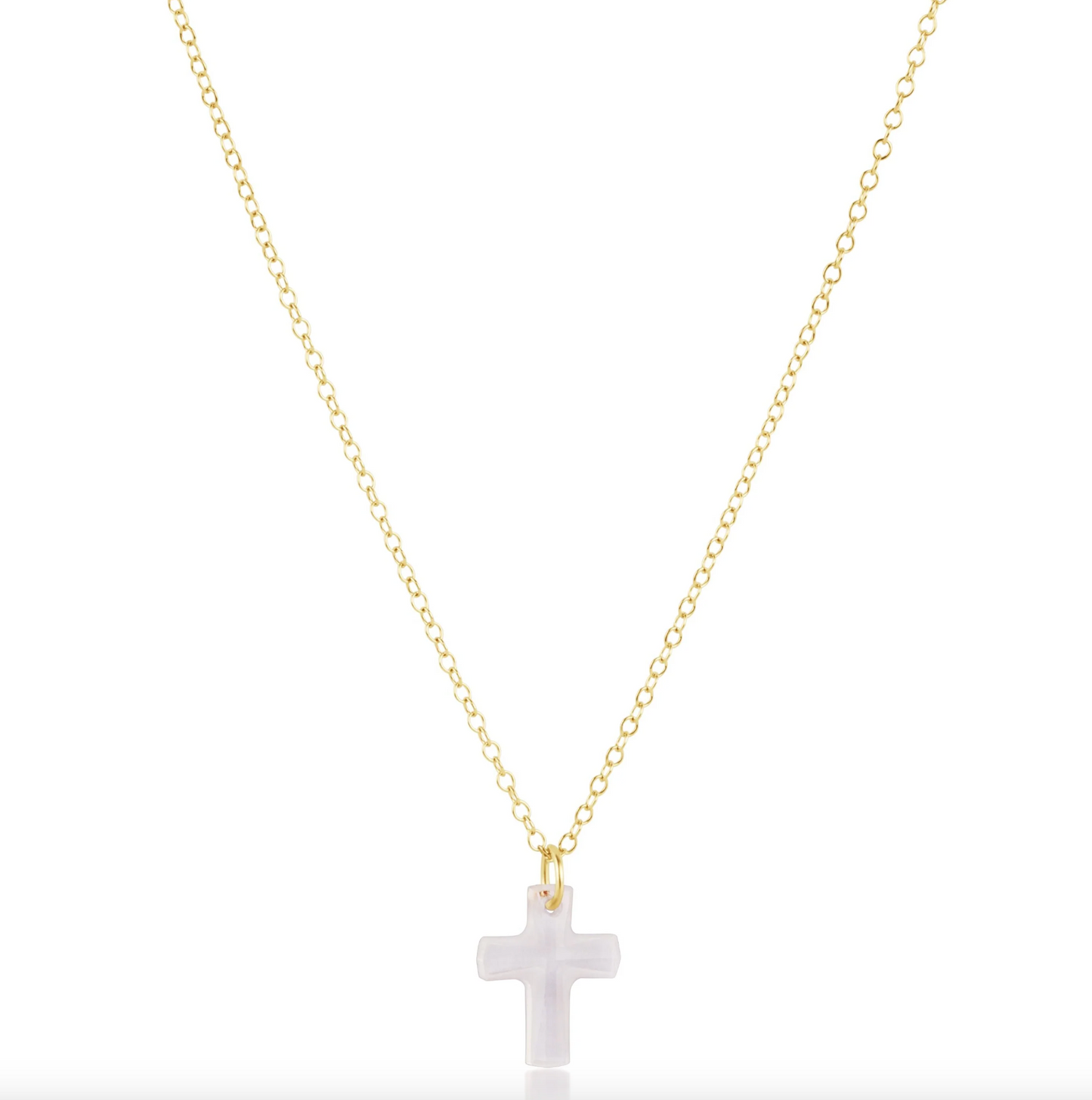 16" NECKLACE GOLD - BLESSED CRYSTAL CHARM