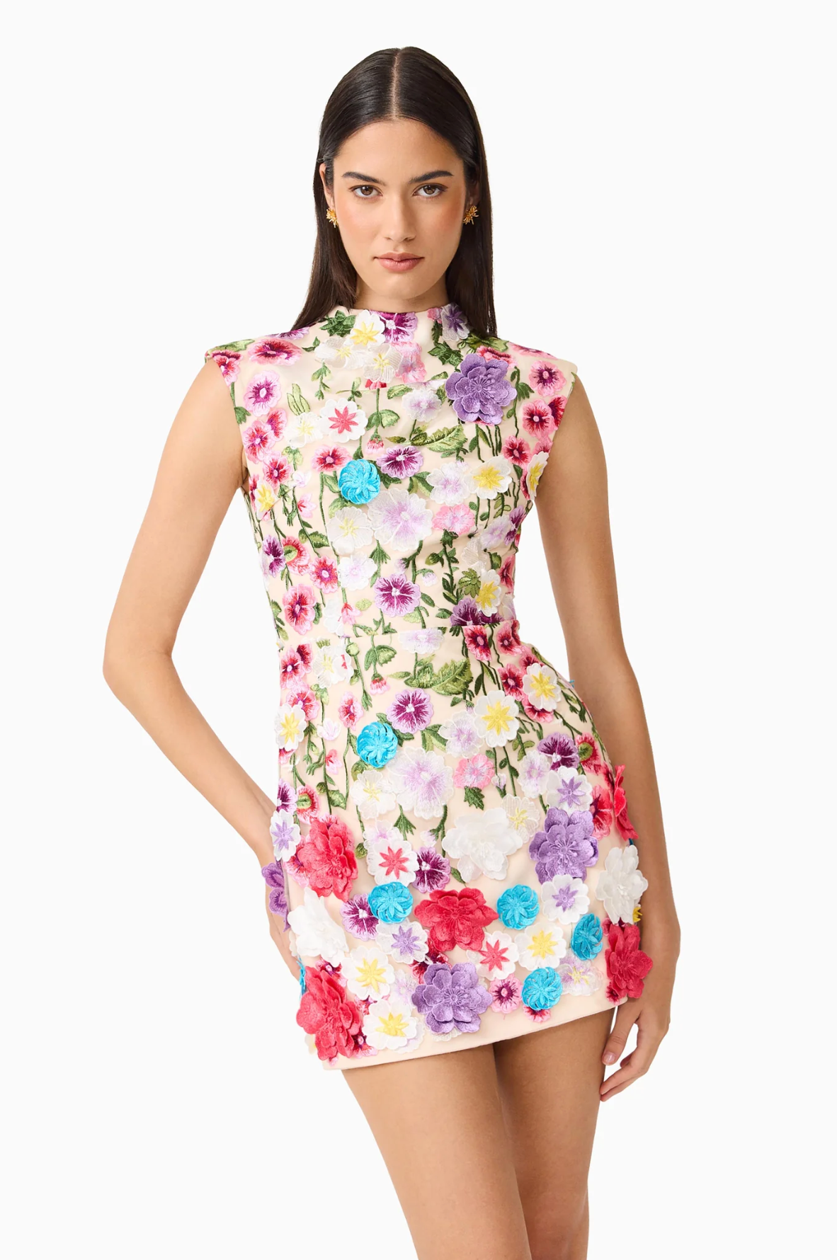 ROSETTE SLEEVELESS MINI DRESS