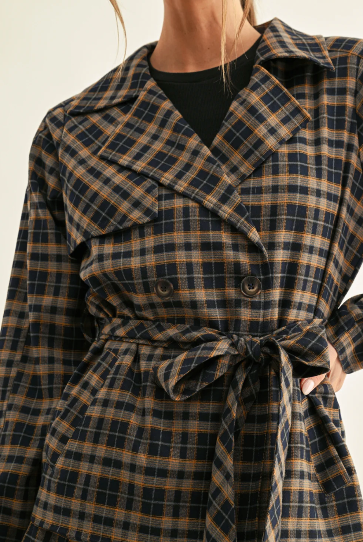NORA DOUBLE BREASTED HALF TRENCH JACKET