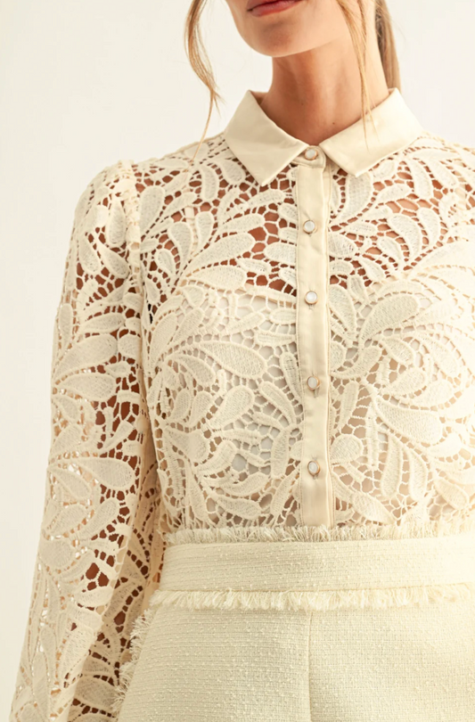 DIORA CONTRAST DETAIL LACE SHIRT