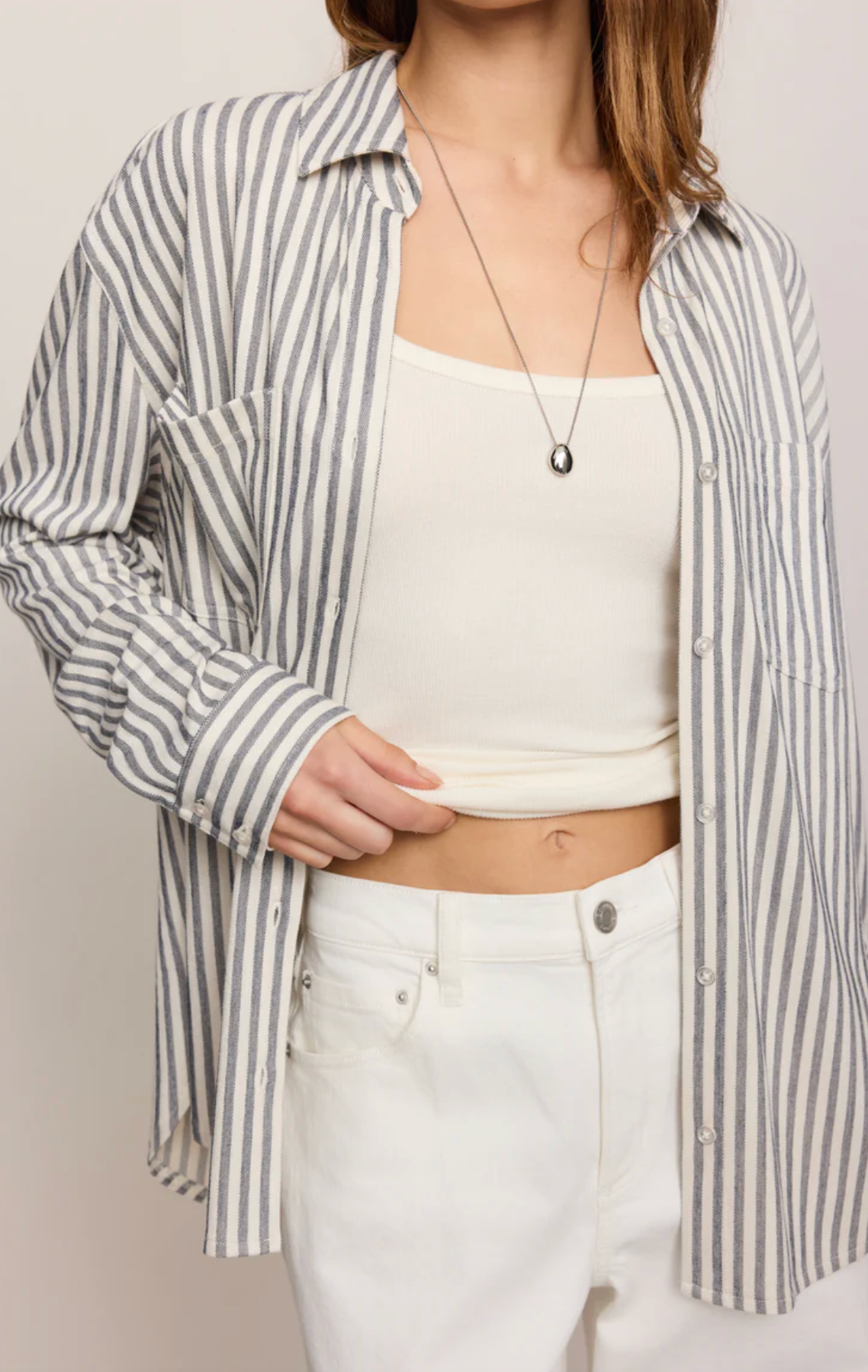 REESE BUTTON UP STRIPE TOP