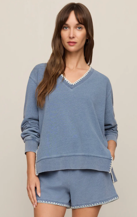 CAM KNIT DENIM WHIPSTITCH TOP