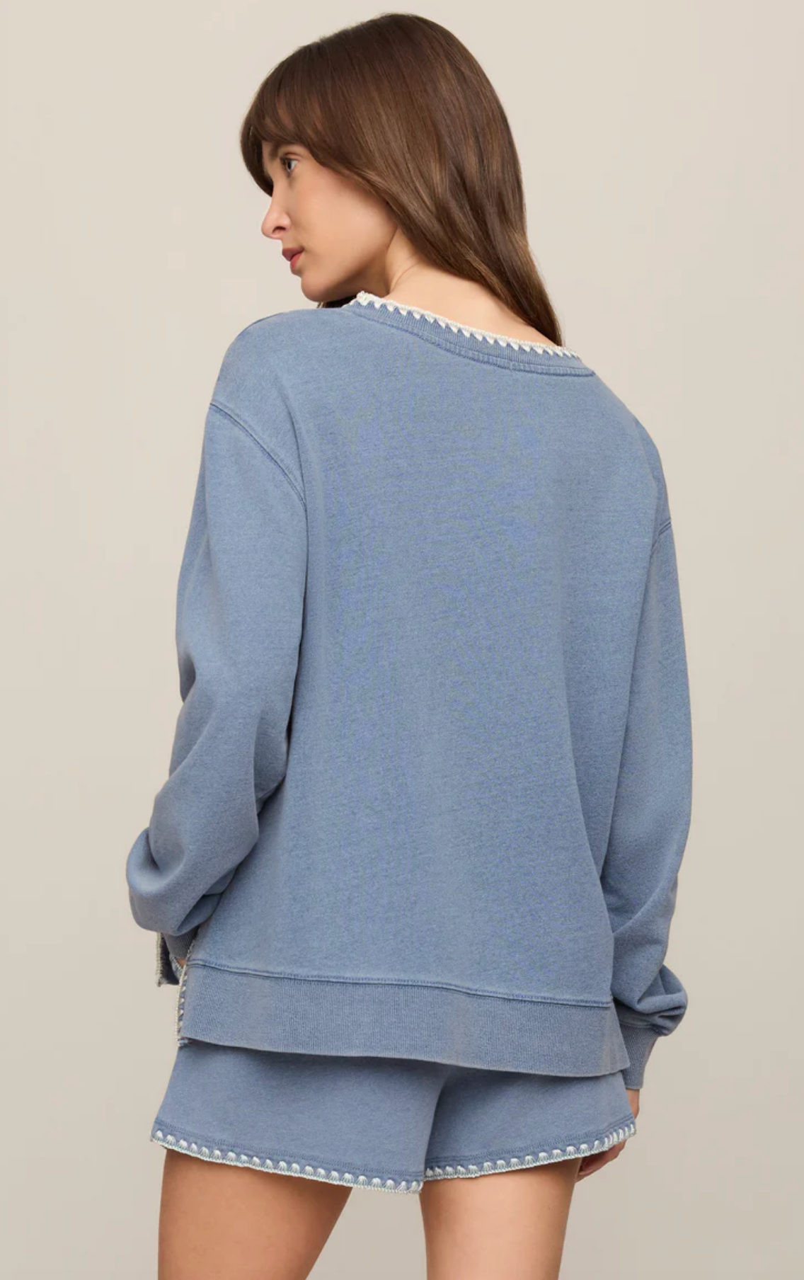 CAM KNIT DENIM WHIPSTITCH TOP