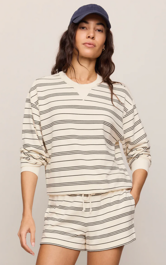 STAND OUT STRIPED FLEECE SWEATSHIRT