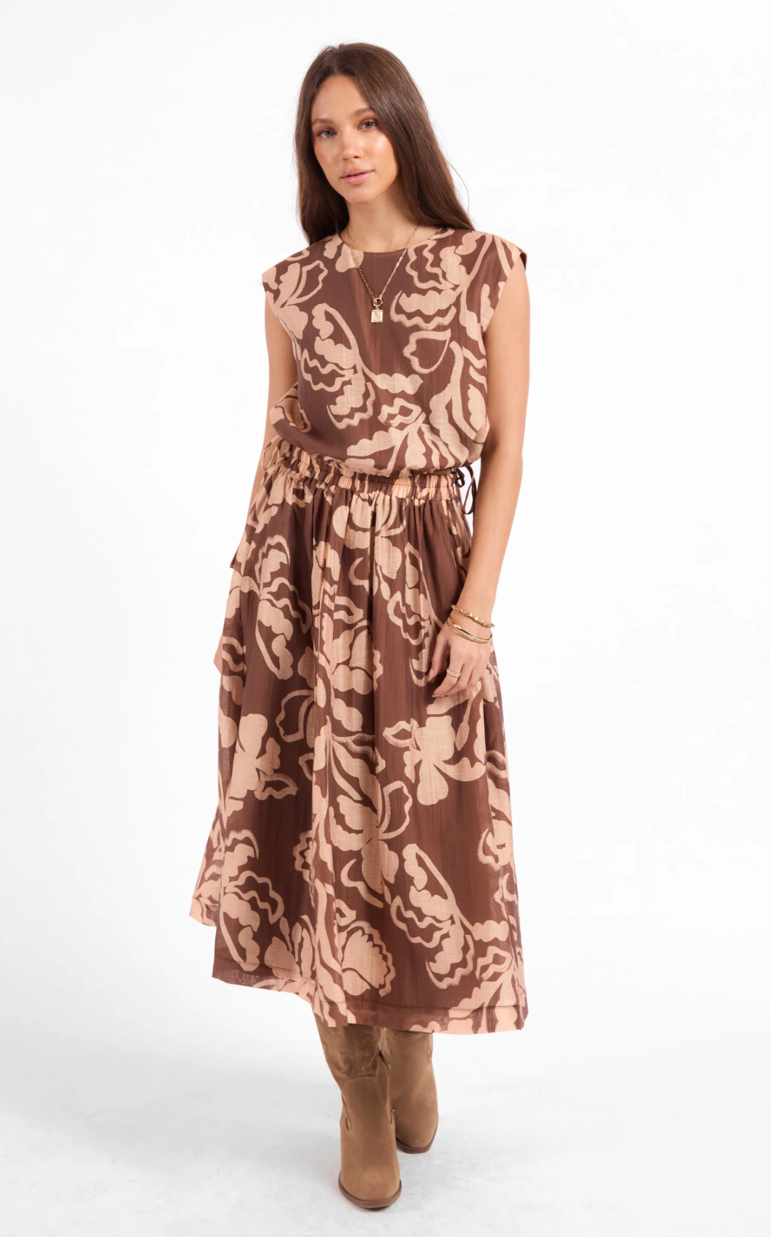 RUSTIC CHARM MIDI SKIRT