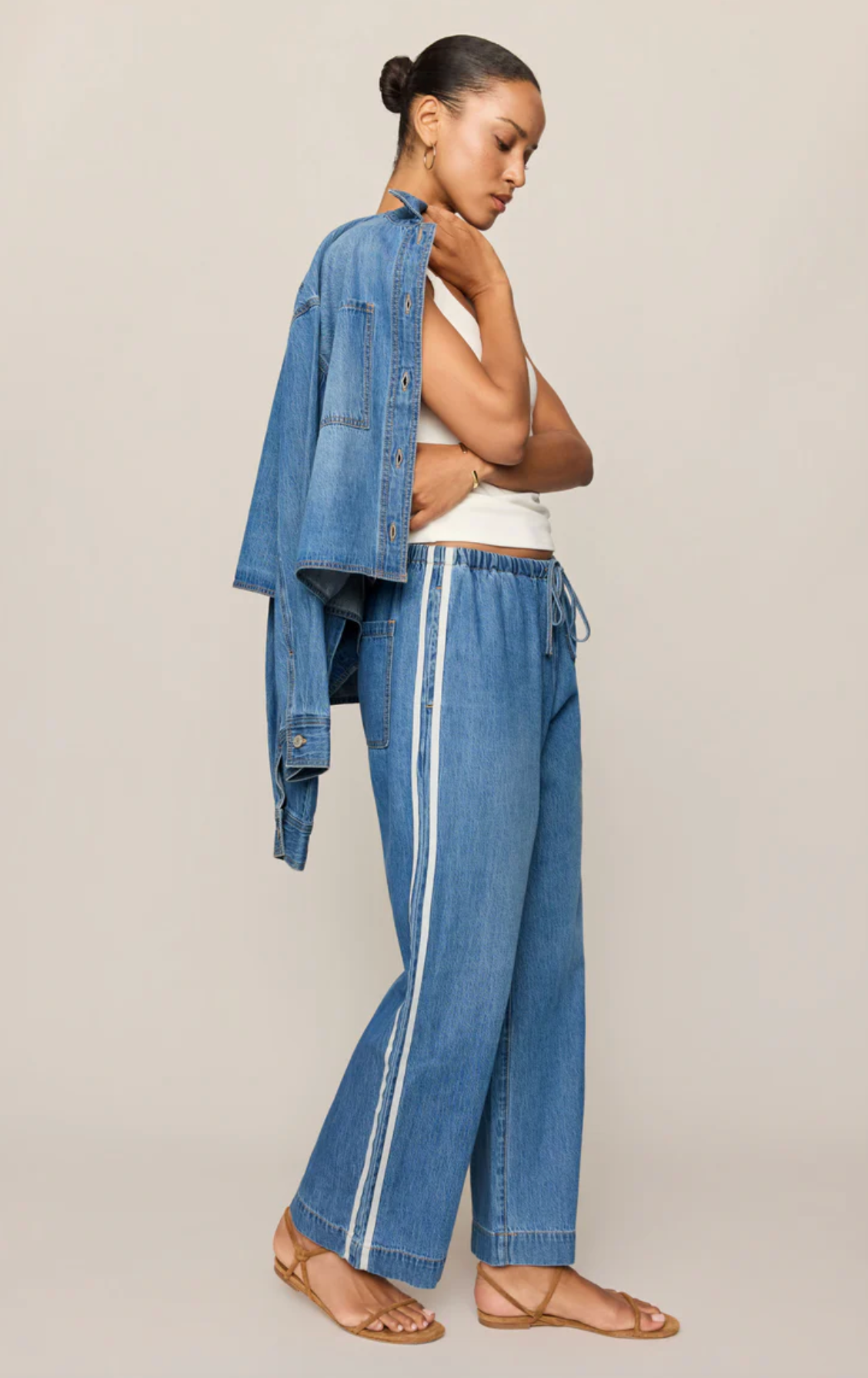 THE SIDELINES DENIM TRACK PANT