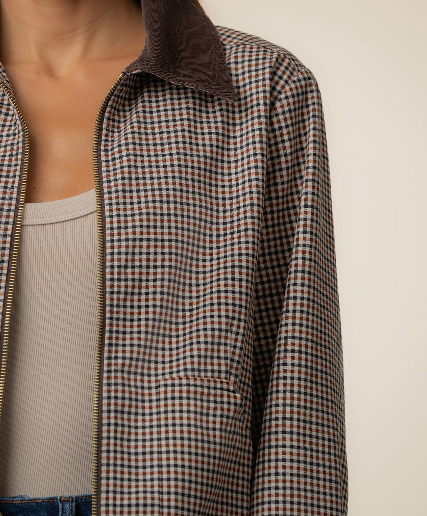 NATALIA TWILL PLAID JACKET
