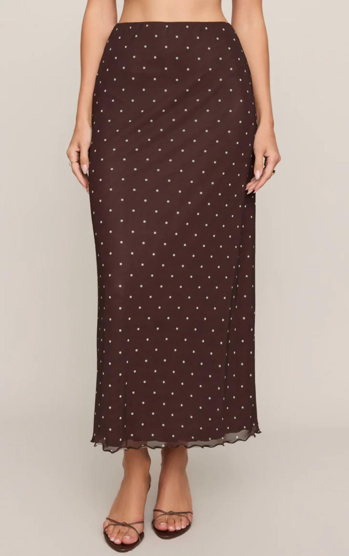 EDA POLKA DOT MESH MIDI SKIRT
