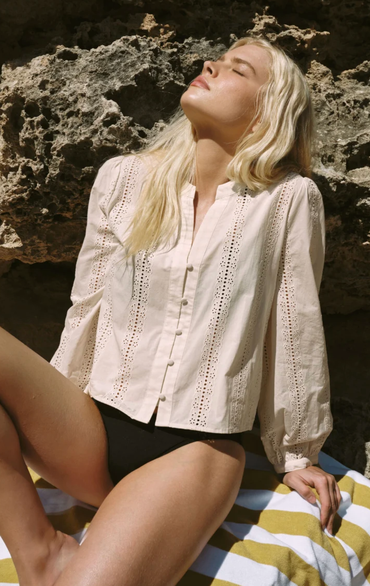 LOUELLA EMBROIDERED BUTTON UP TOP