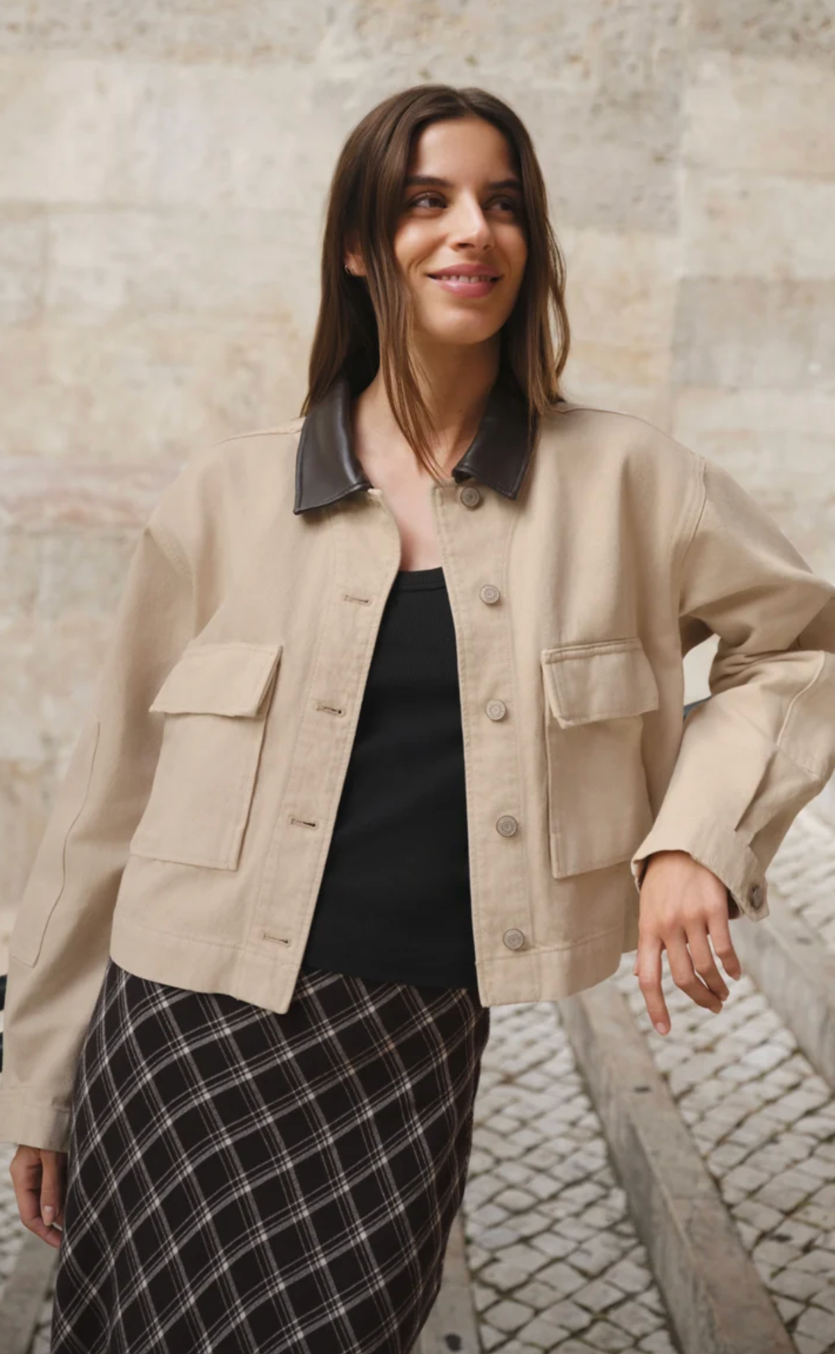 REY CROPPED DENIM CHORE JACKET