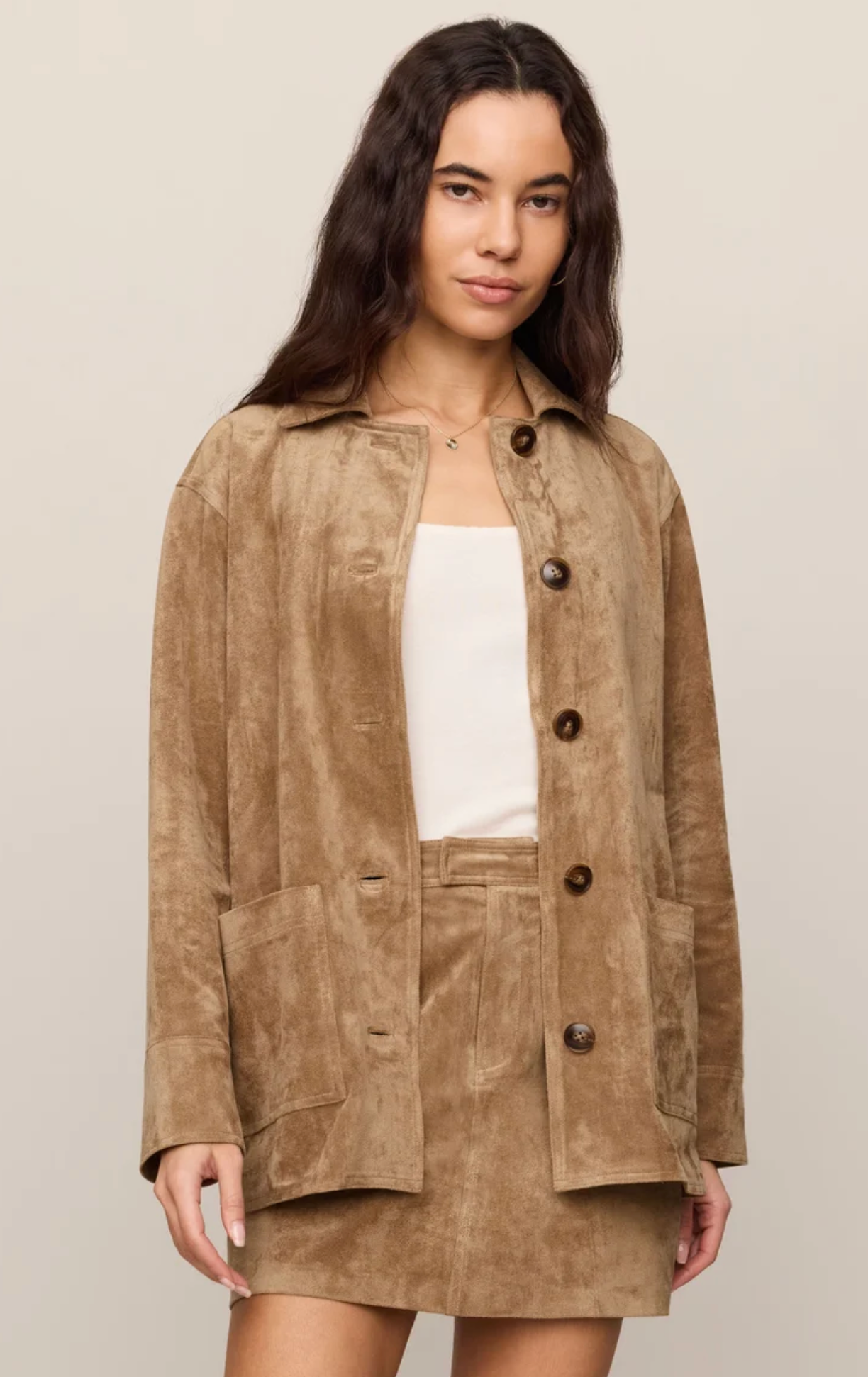 DECKER FAUX SUEDE CHORE COAT