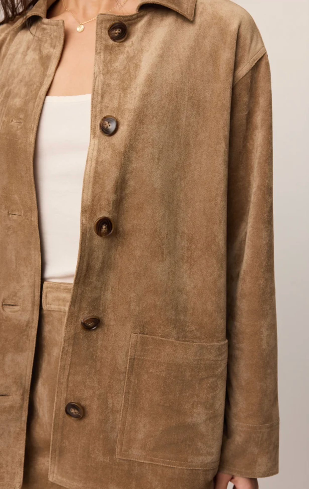 DECKER FAUX SUEDE CHORE COAT