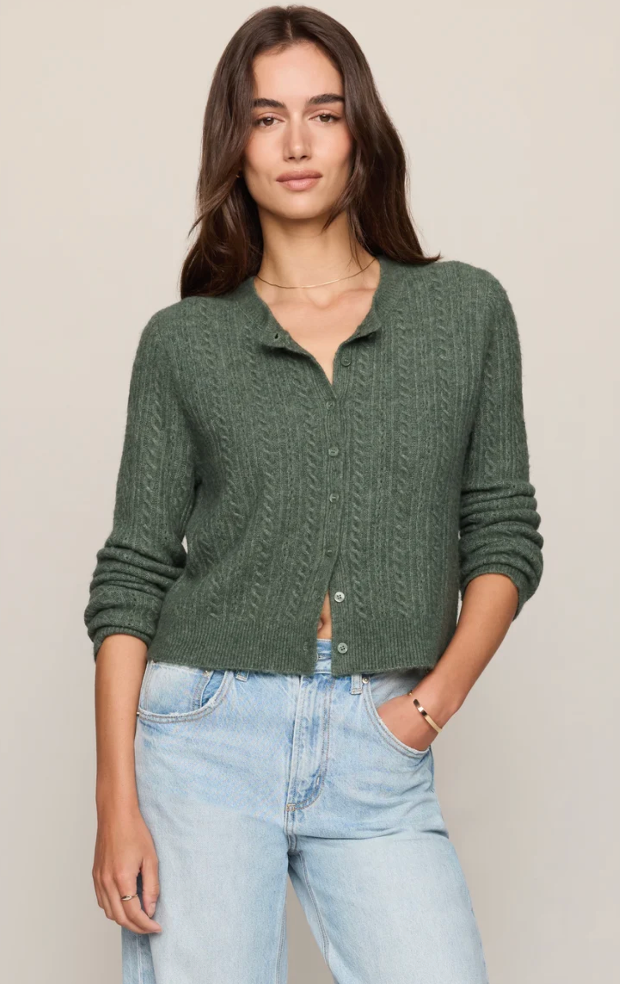 MEDINA CABLE POINTELLE CARDIGAN