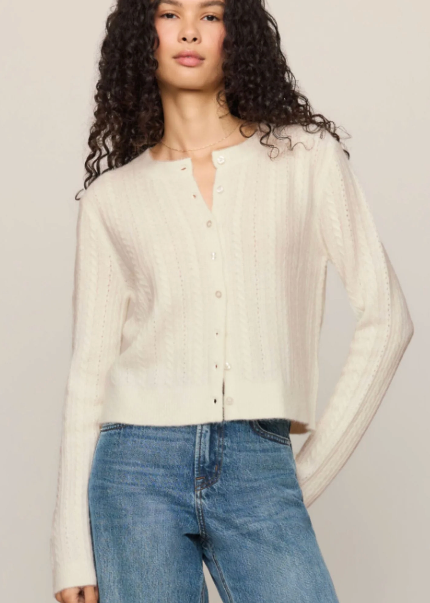 MEDINA CABLE POINTELLE CARDIGAN