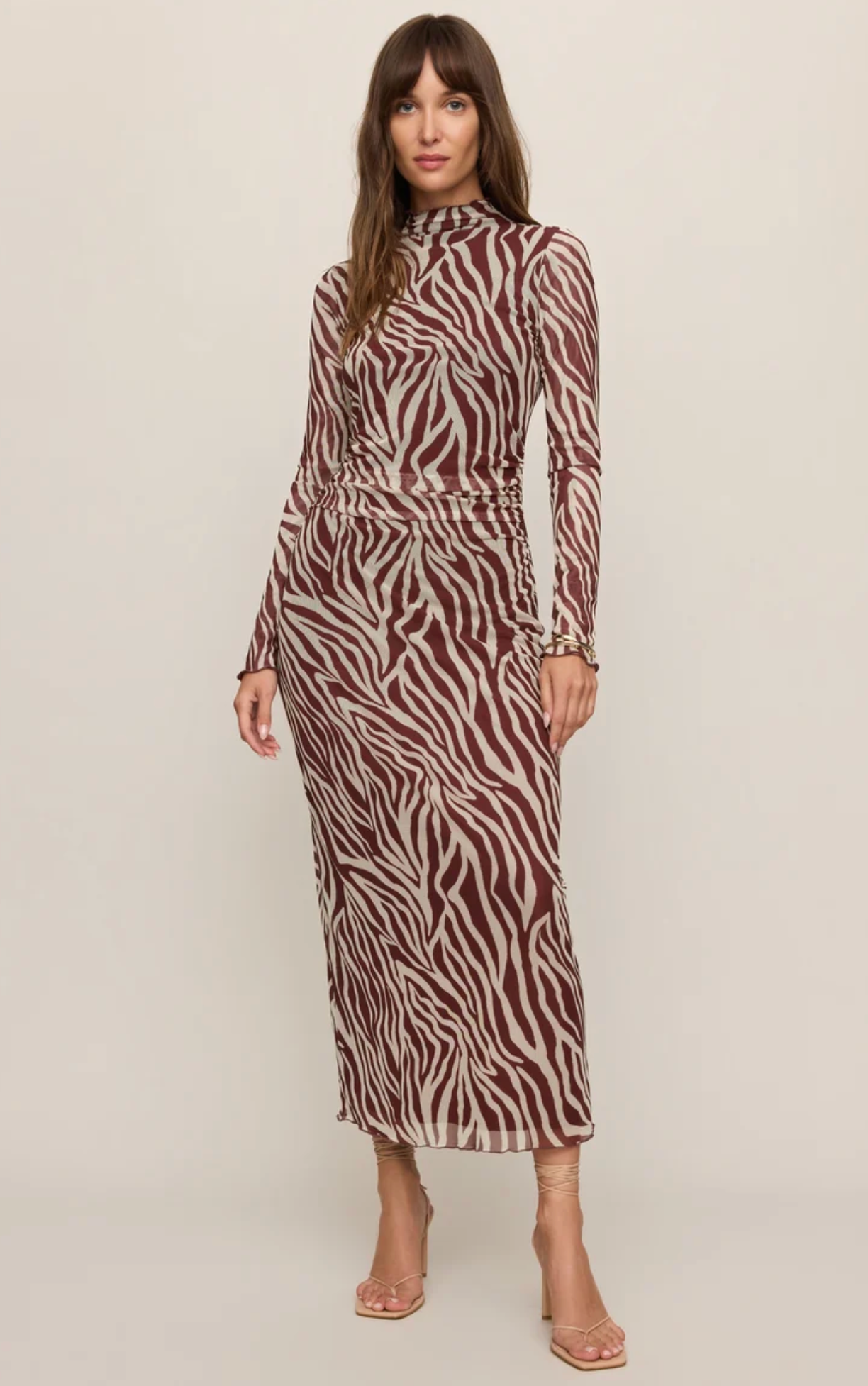 SEVILLA ZEBRA MESH MIDI DRESS