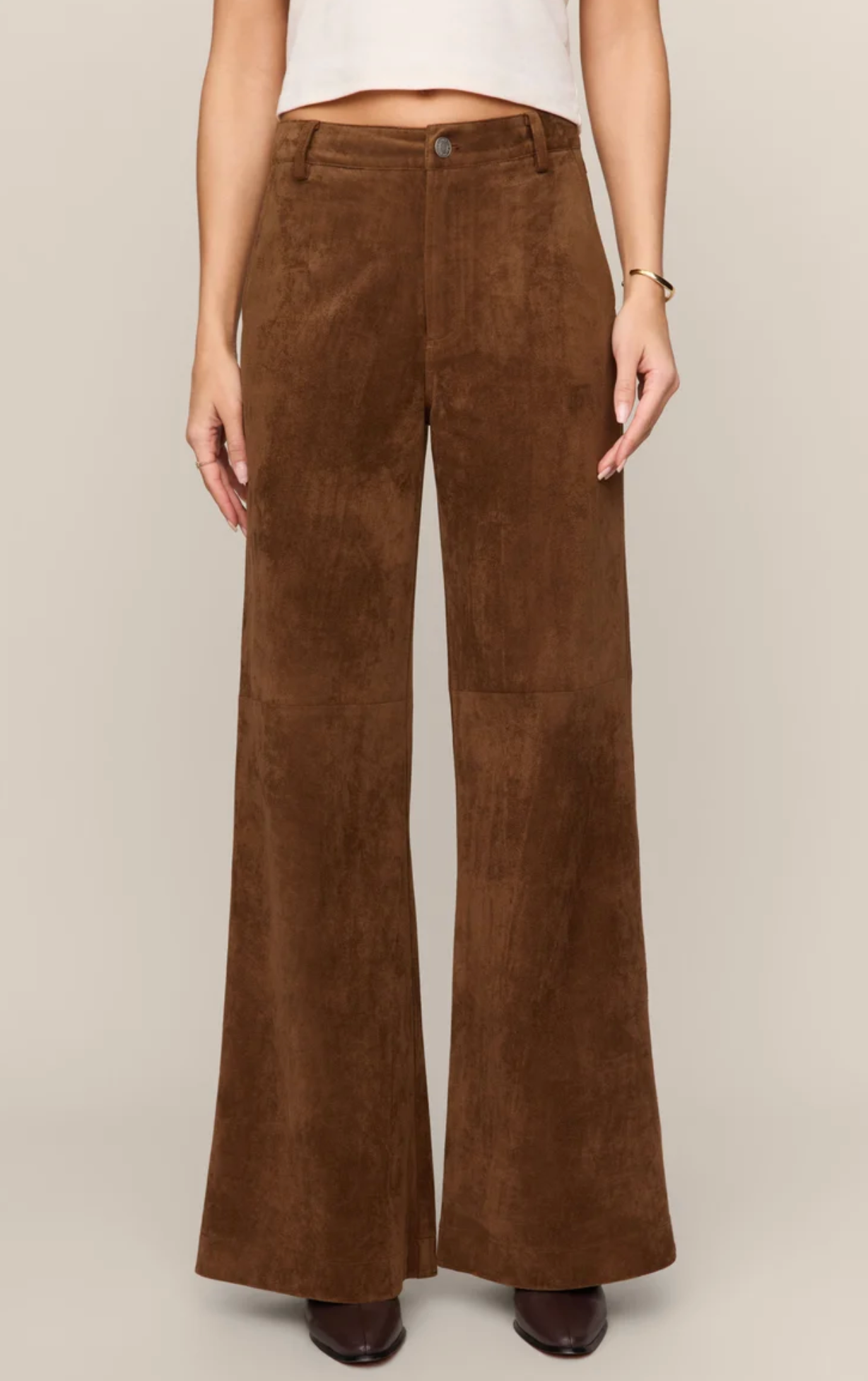CECILE FAUX SUEDE WIDE LEG PANT