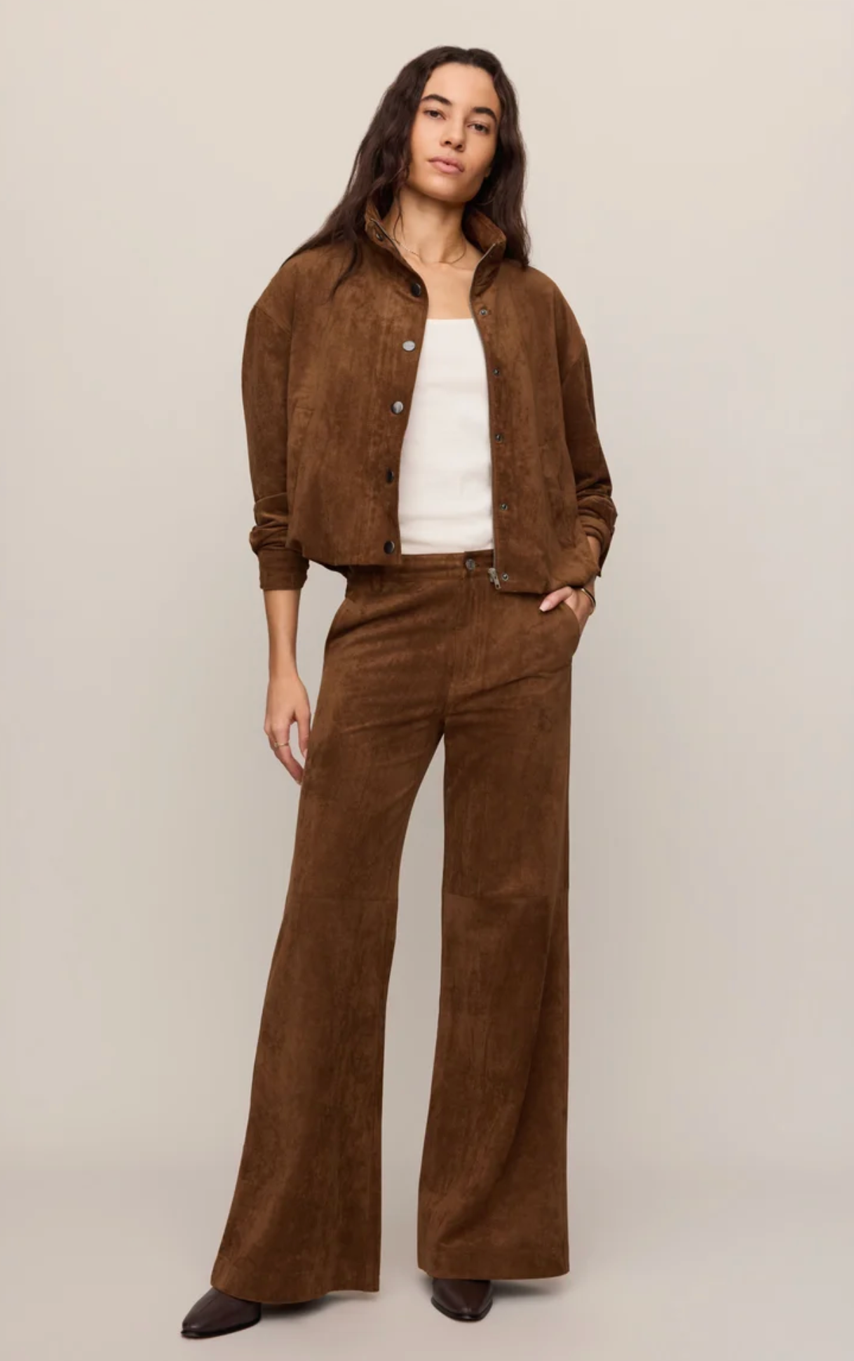 CECILE FAUX SUEDE WIDE LEG PANT
