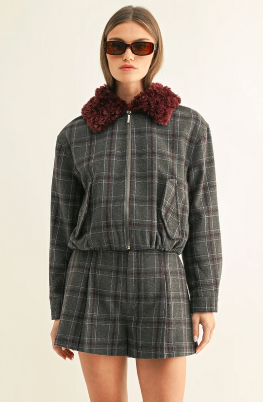 DAISY VEGAN FUR COLLARED JACKET