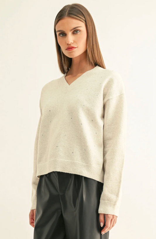 ANGIE EMBELLISHED LONG SLEEVED PULLOVER