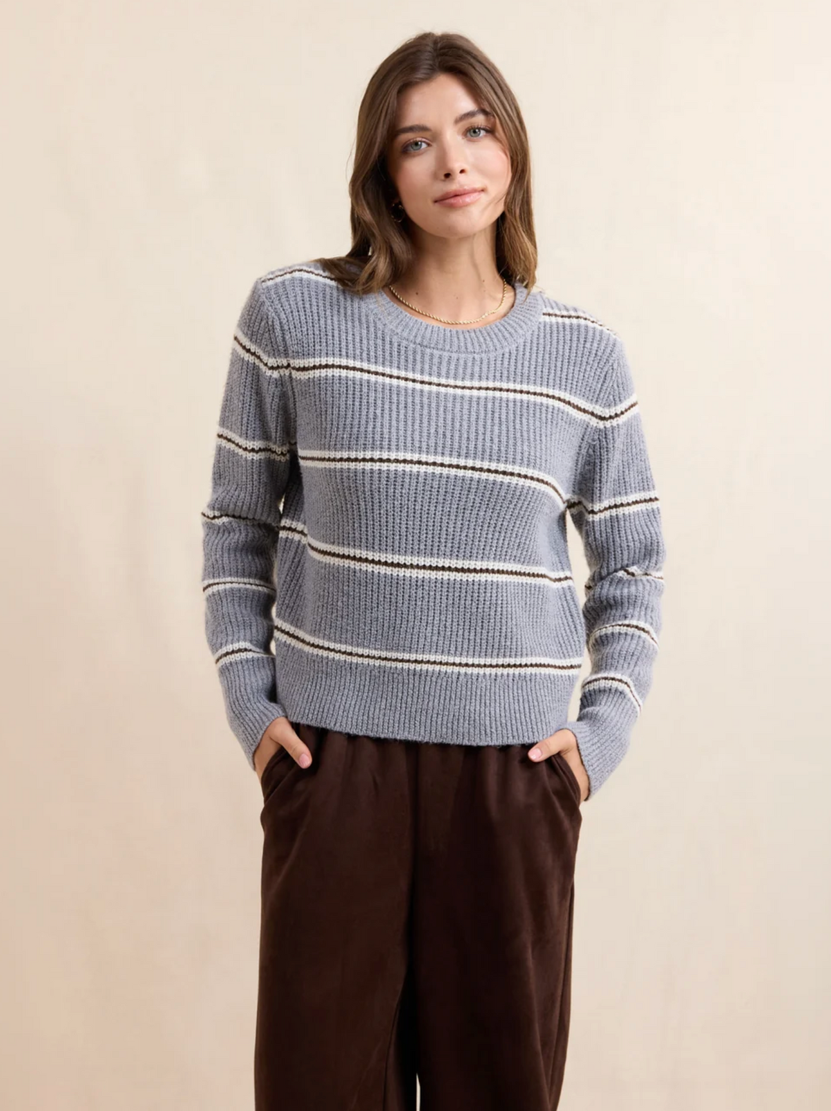 WARM CHAI STRIPE SWEATER