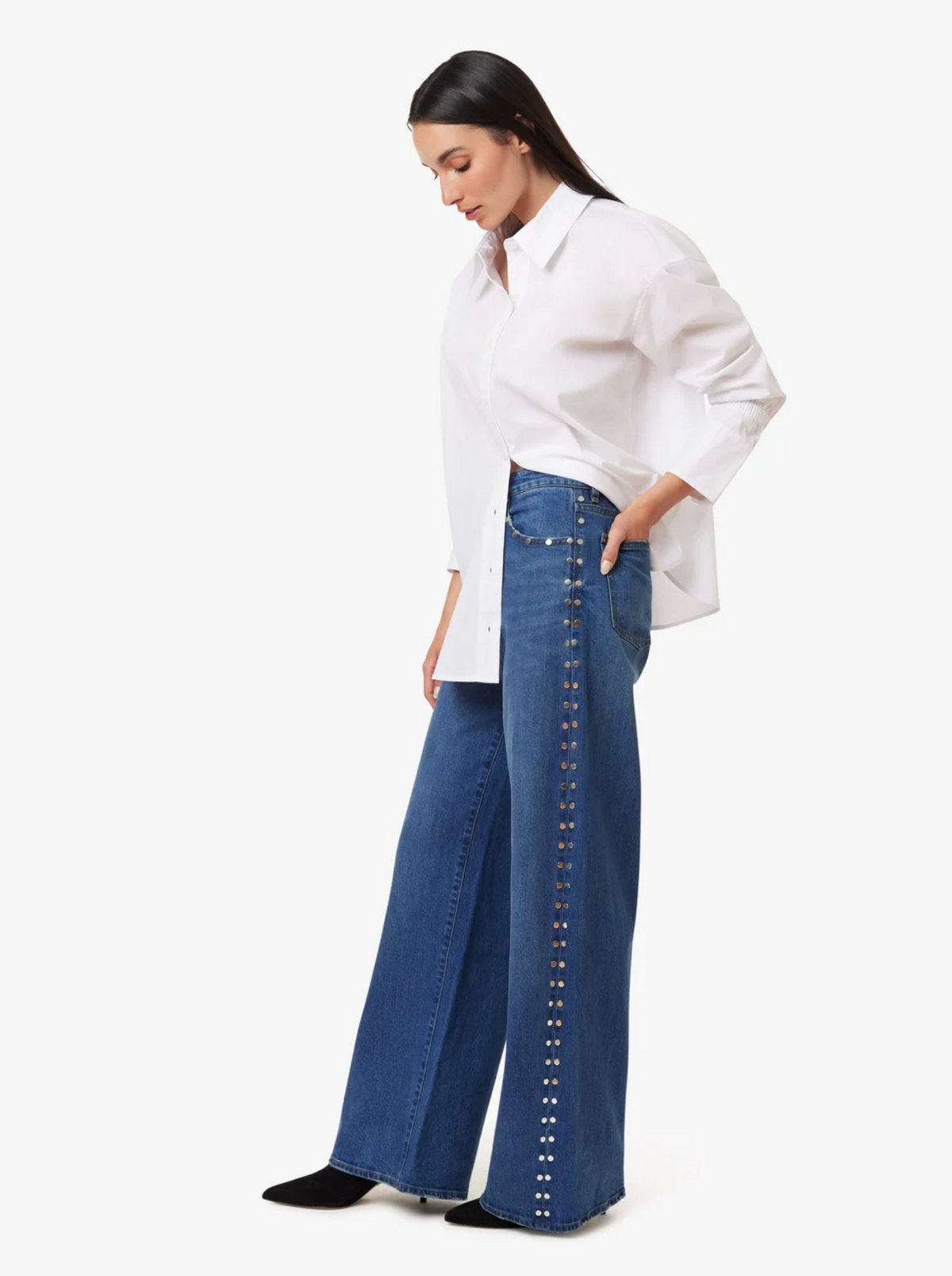 GEMMA STUDDED WIDE LEG SLOUCH