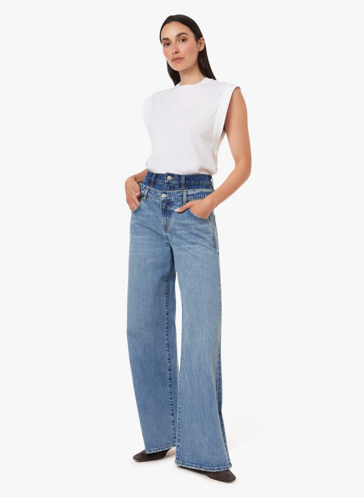 GEMMA DOUBLE WAISTBAND WIDE LEG SLOUCH