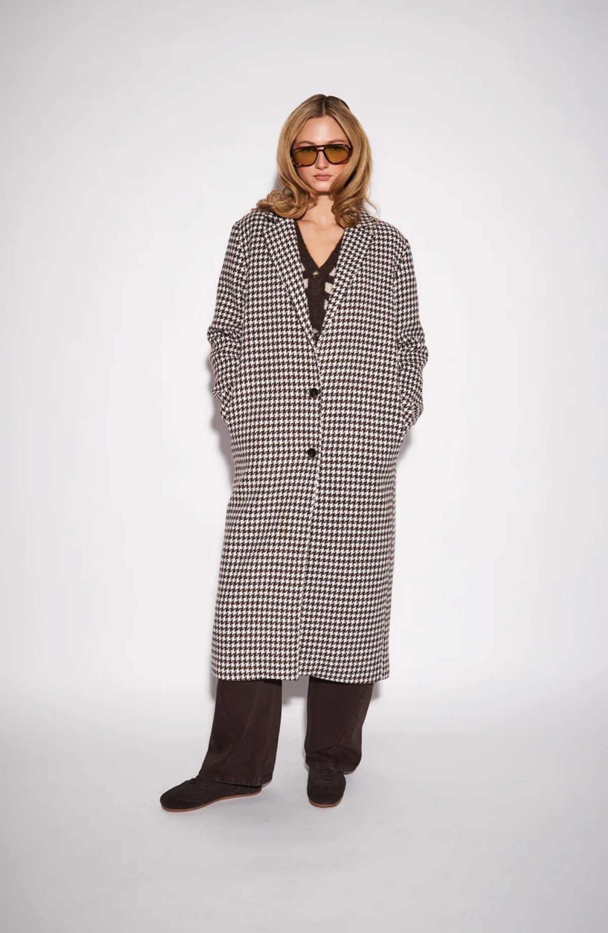 SOFIA HOUNDSTOOTH COATIGAN
