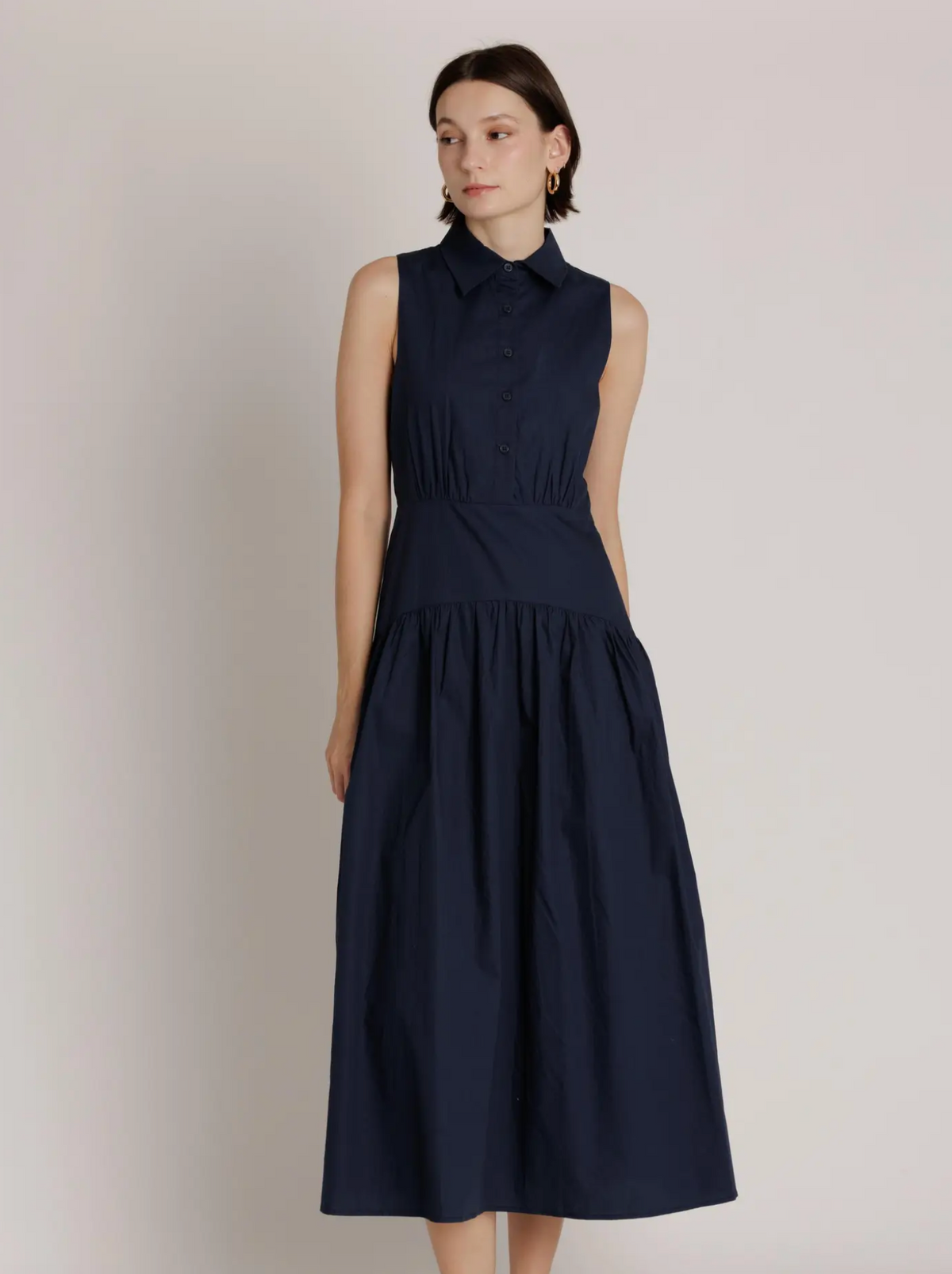 CURVED YOKE MIDI DRESS