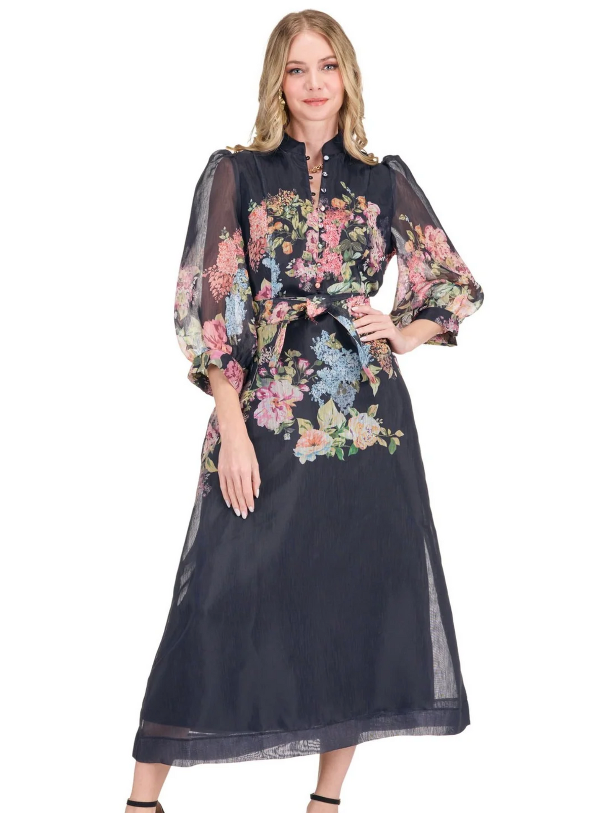 STAND COLLAR A-LINE DRESS