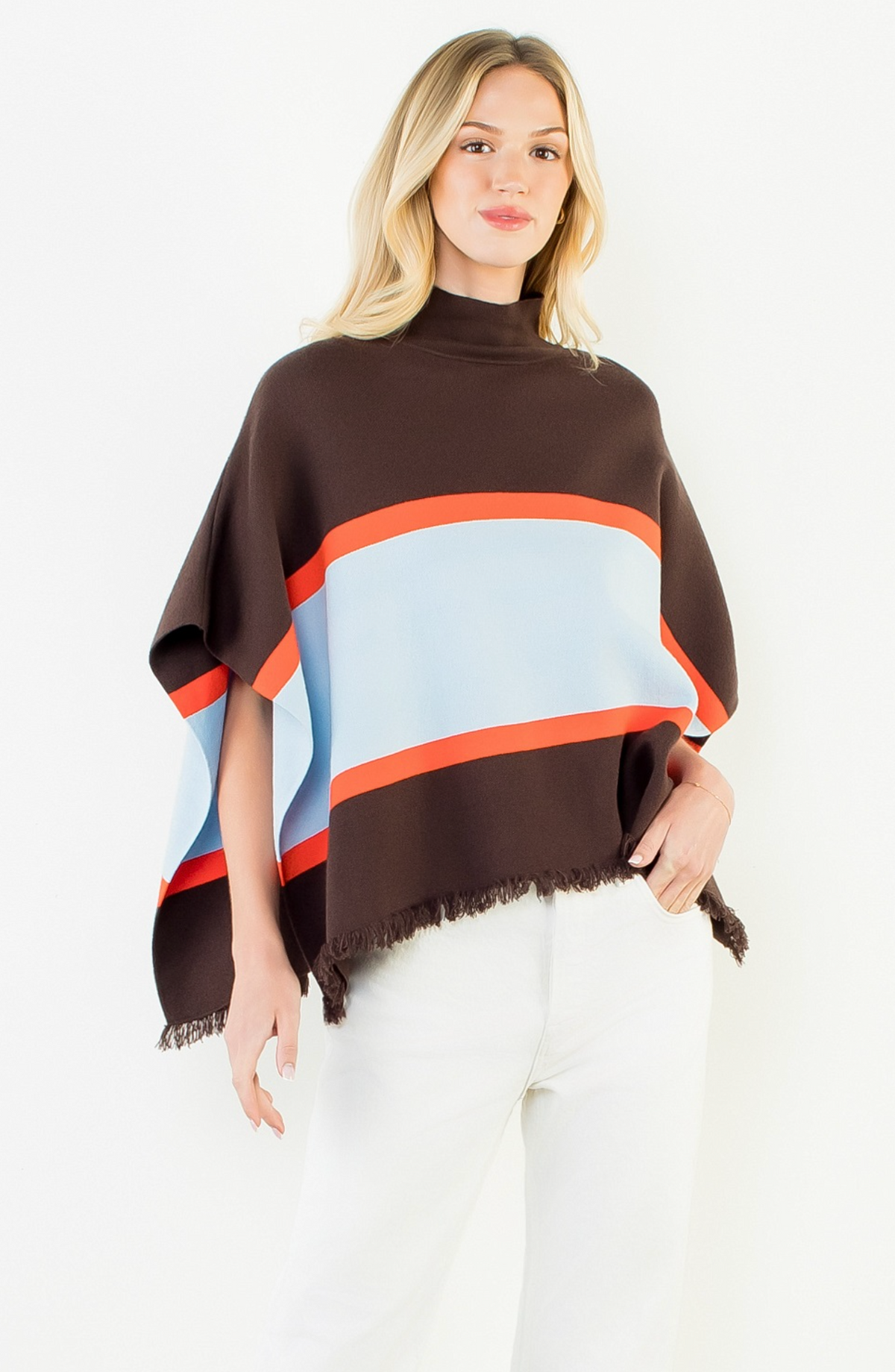 COLOR BLOCKED PONCHO