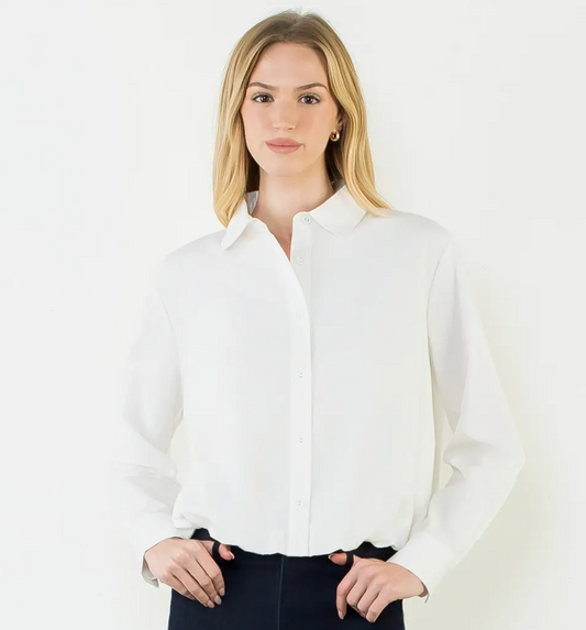 CINCHED WAIST BUTTON DOWN TOP
