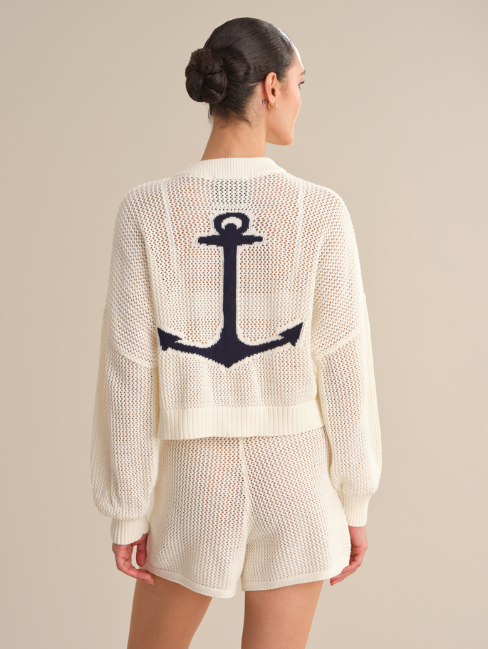 TIDE MESH NAUTICAL CARDIGAN