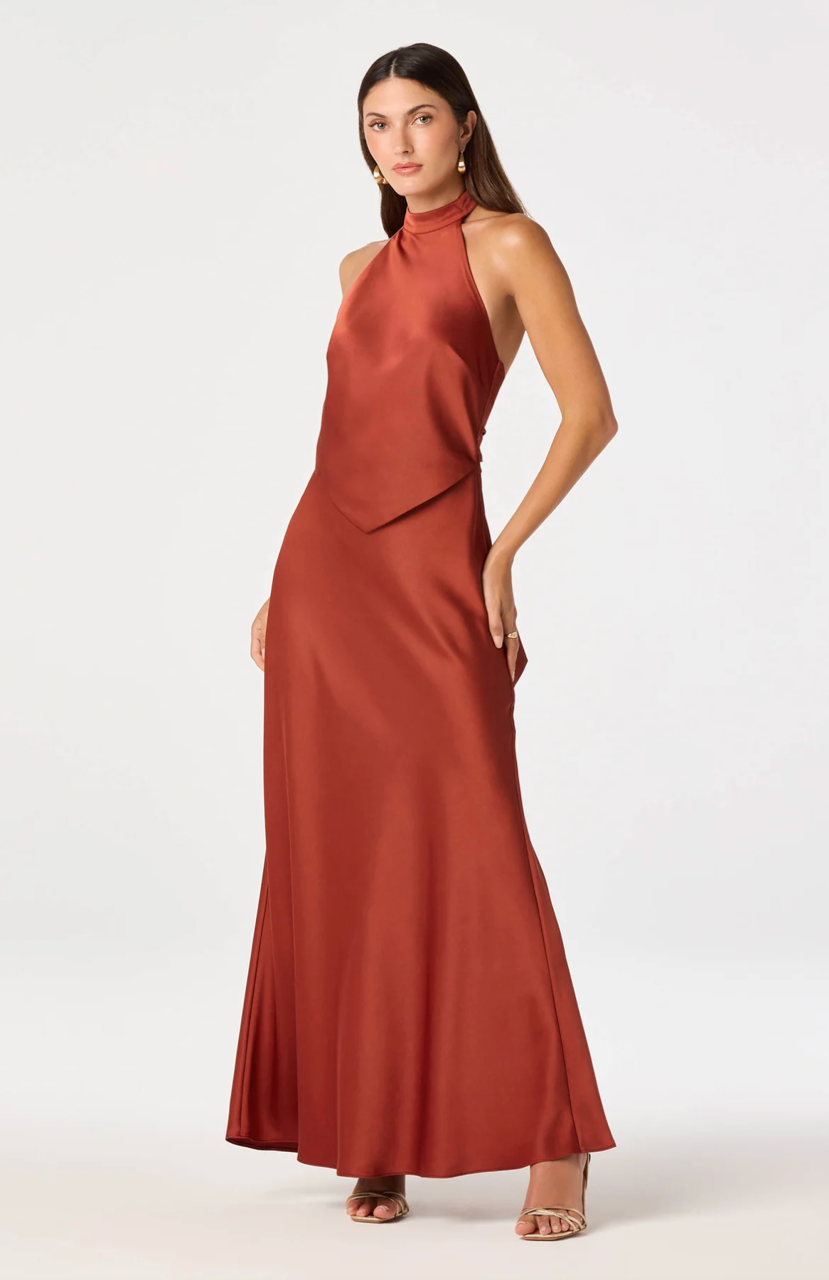 VIRIDIANA SATIN HALTER MAXI DRESS
