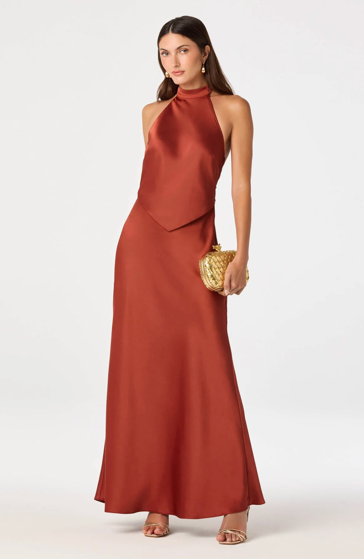 VIRIDIANA SATIN HALTER MAXI DRESS