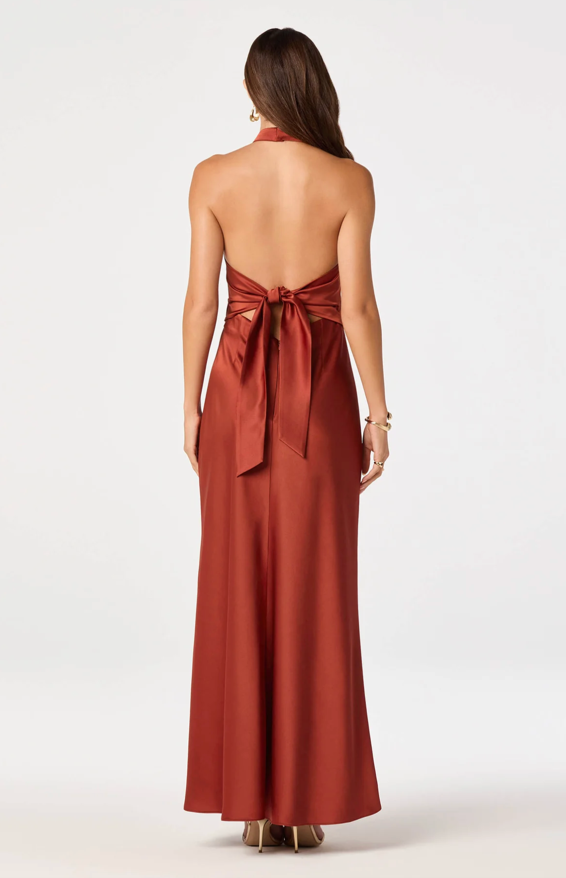 VIRIDIANA SATIN HALTER MAXI DRESS