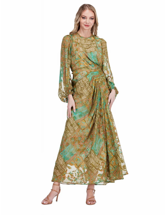 SIDE DRAPE PLEATED MAXI DRESS